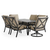 Key West Rustic Bronze Aluminum with Cushions 7 Piece Combo Dining Set + 70 x 40 in. Table
