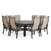 Key West Rustic Bronze Aluminum with Sling 9 Piece Dining Set + 66 in. Sq. Table