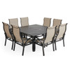 Key West Rustic Bronze Aluminum with Sling 9 Piece Dining Set + 66 in. Sq. Table