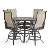 Key West Rustic Bronze Aluminum with Sling 5 Piece Swivel Gathering Set + 48 in. D Table