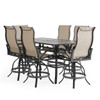 Key West Rustic Bronze Aluminum with Sling 7 Piece Swivel Gathering Set + 70 x 40 in. Table