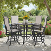 Fairmont Rustic Bronze Aluminum with Site Linen Sling 5 Piece Gathering Height Set + 48 in. D Table