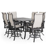 Fairmont Rustic Bronze Aluminum with Site Linen Sling 7 Piece Gathering Height Set + 70 x 42 in. Table
