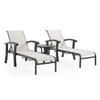 Fairmont Rustic Bronze Aluminum with Site Linen Sling 3 Piece Chaise Lounge Set + 24 in. D End Table