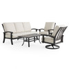 Fairmont Rustic Bronze Aluminum with Cushions 4 Piece Swivel Sofa Group + 48 x 26 in. Coffee Table