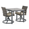 Sonoma Outdoor Wicker with Cushions 3 Piece Swivel Bistro Set + 33 in. Sq. Table