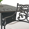 Milan Aged Bronze Cast Aluminum with Cushions 7 Piece Swivel Rocker Dining Set + 84 x 44 in. Fire Pit Table