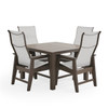Savannah Mocha Polymer with Augustine Oyster Sling 5 Piece Dining Set + 44 in. Sq. Table