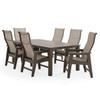 Savannah Mocha Polymer with Augustine Oyster Sling 7 Piece Dining Set + 84 x 44 in. Table