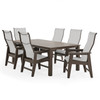 Savannah Mocha Polymer with Augustine Oyster Sling 7 Piece Dining Set + 84 x 44 in. Table