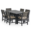 Nantucket Black Polymer and Wicker with Cushions 7 Piece Dining Set + 72 x 40 in. Dining Table