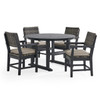 Nantucket Black Polymer and Wicker with Cushions 5 Piece Dining Set + 48 in. D Dining Table