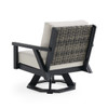 Nantucket Black Polymer and Wicker with Cushions 4 Piece Swivel Sofa Group + 42 x 24 in. Coffee Table