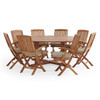 Westport Teak with Cushions 9 Piece Arm Dining Set + Bristol 70 in. D Table