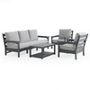 Sag Harbor Dark Grey Polymer with Ash Cushions 4 Piece Sofa Group + 35 x 23 in. Coffee Table