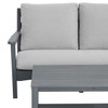 Close up of a polymer coffee table and sofa