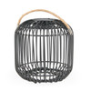 8.7 in. Round Black Wicker Solar Lantern