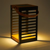 13.8 in. Metal Wood Grain Solar Lantern
