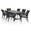 Fairmont Outdoor Wicker with Cushions 7 Piece Dining Set + 84 x 42 in. Dining Table