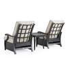 Turin Tawney Aluminum with Charlotte Sparrow Cushions 3 Piece Club Recliner Set with 26 in. Sq. Side Table