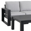 Montauk Polymer with Cushions 5 Piece Modular Loveseat Group + 48 x 32 in. Coffee Table
