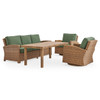 Sonoma Natural Outdoor Wicker with Cushions 4 Piece Swivel Sofa Group + 65 x 34 in. Poly Rattan Lounge Height Coffee Table
