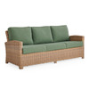Sonoma Natural Outdoor Wicker with Cushions 4 Piece Swivel Sofa Group + 65 x 34 in. Poly Rattan Lounge Height Coffee Table