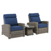 Sonoma Husk Outdoor Wicker with Cushions 3 Piece Recliner Set + 32 x 18 in. Side Table