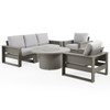Montauk Slate Grey Polymer with Cushions 6 Piece Modular Sofa Group + 48 in. D Fire Pit Table