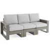 Montauk Slate Grey Polymer with Cushions 6 Piece Modular Sofa Group + 48 in. D Fire Pit Table