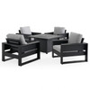 Montauk Polymer with Cushions 5 Piece Chat Set + 42 in. Sq. LP Gas Fire Pit