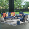 Portofino Husk Midnight Aluminum with Cushions 4 Piece Sofa Group + 48 x 26 in. Coffee Table