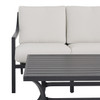 Hill Country Aged Bronze Aluminum and Cushion 3 Piece Swivel Sofa Group + 48 x 28 in. Coffee Table