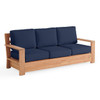 Castello Teak with Cushions 4 Piece Sofa Group + 48 in. D Sintered Fire Pit