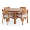 Warwick Teak with Cushions 5 Piece Dining Set + Oxford 48 in. D Table
