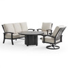 Fairmont Rustic Bronze Aluminum 4-Piece Outdoor Swivel Sofa Set with Cushions and Fire Pit Table, 54 in. Diameter