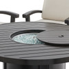 Fairmont Rustic Bronze Aluminum 5-Piece Outdoor Swivel Rocker Chat Set with Cushions and Fire Pit Table, 54 in Diameter
