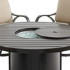 Key West Rustic Bronze Aluminum 5-Piece Outdoor Swivel Rocker Chat Set with Cushions and Fire Pit Table, 54 in. Diameter