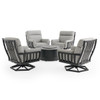 Siena Coal Aluminum 5-Piece Chat Set with Cushions and Round Gas Fire Pit Table, 44 in. Diameter