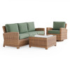 Sonoma Natural Outdoor Wicker 3-Piece Swivel Sofa Set with Cushions and 32 in. Square Glass Top Coffee Table