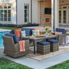 Sonoma Husk Outdoor Wicker with Cushions 6 Piece Swivel Sofa Group + 65 x 33 in. Lounge Height Coffee Table