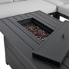 Pasadena Midnight Aluminum 4-Piece Sectional includes 44 x 28 in. Fire Pit Table