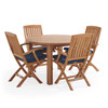 Westport Teak with Cushions 5 Piece Arm Dining Set + Oxford 48 in. D Table