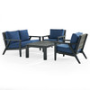 Nantucket Polymer and Wicker 4-Piece Loveseat Set with Coffee Table, Black
