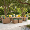 Sonoma Wicker 6 Pc Sofa Set with Swivel Chairs and Rectangular Wicker Lounge Table, Natural