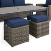 Sonoma Wicker 6 Pc Sofa Set with Swivel Chairs and Rectangular Aluminum Lounge Table, Husk