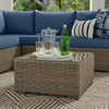 Palermo Outdoor Wicker with Cabana Blue Cushions 3 Piece Sectional + 24 in. Coffee Table