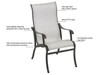 Scarsdale Sling Saddle Grey Aluminum and System Stone High-back Dining Chair