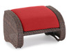 Valencia Sangria Outdoor Wicker and Jockey Red Cushion Small Ottoman