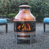 39 in. H Solid Copper Chiminea Fire Pit with Wrought Iron Base